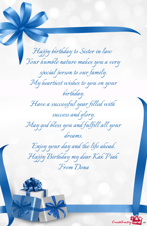 Happy Birthday my dear Kak Piah From Dona
