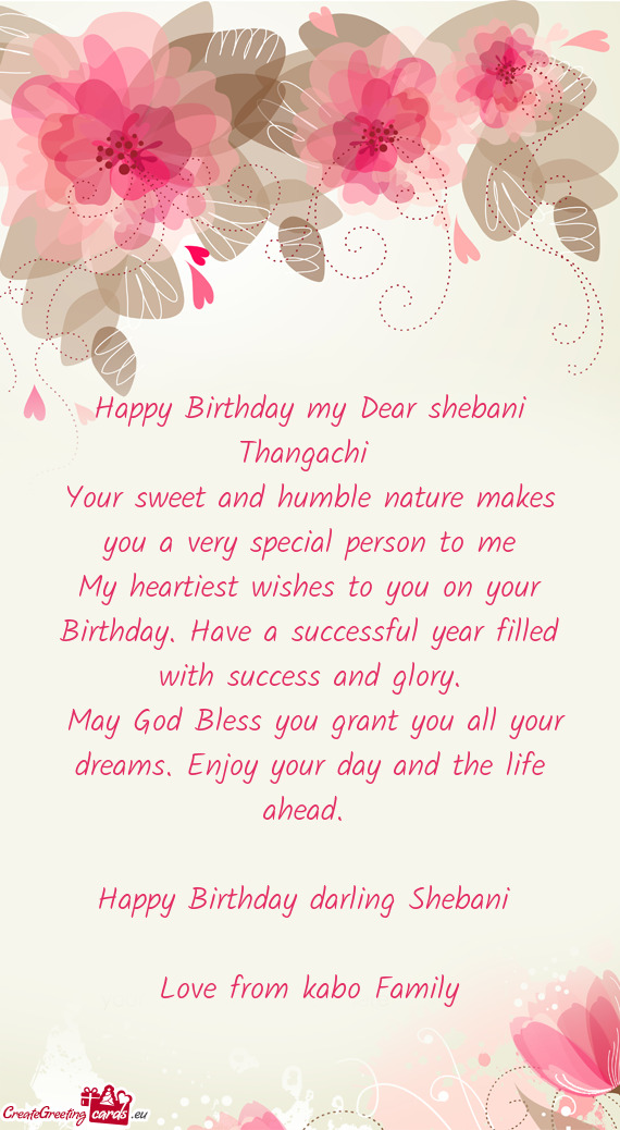 Happy Birthday my Dear shebani Thangachi
