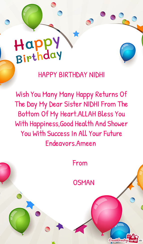 HAPPY BIRTHDAY NIDHI