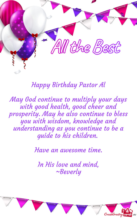 Happy Birthday Pastor Al