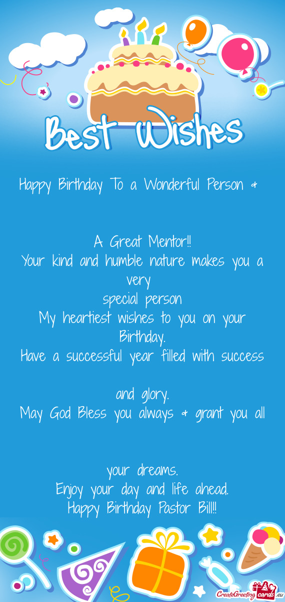 Happy Birthday Pastor Bill - Free cards