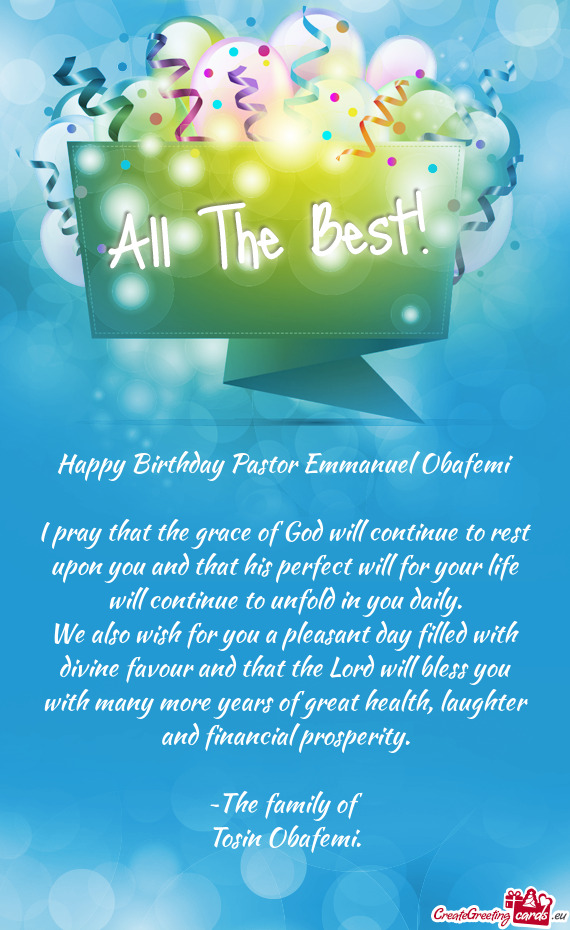 Happy Birthday Pastor Emmanuel Obafemi