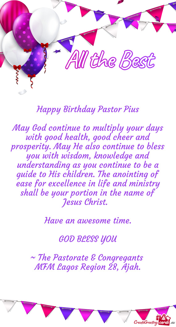 Happy Birthday Pastor Pius