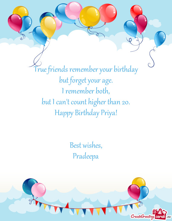 Happy Birthday Priya!  Best wishes