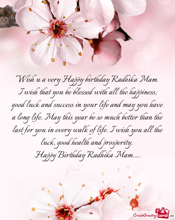 Happy Birthday Radhika Mam - Free cards