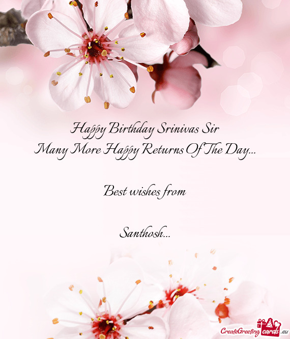 Happy Birthday Srinivas Sir