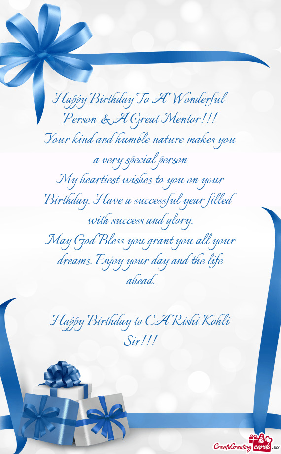 Happy Birthday to CA Rishi Kohli Sir