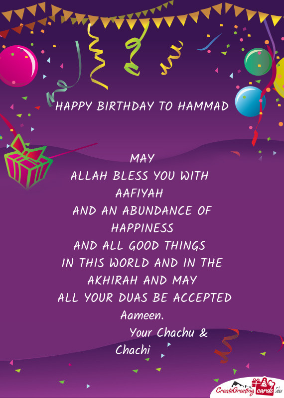 HAPPY BIRTHDAY TO HAMMAD