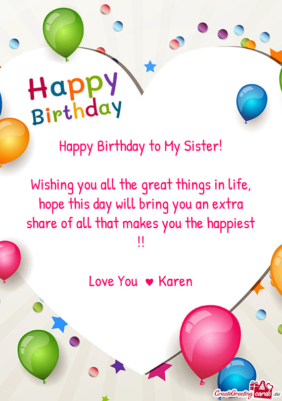 Happy Birthday to My Sister