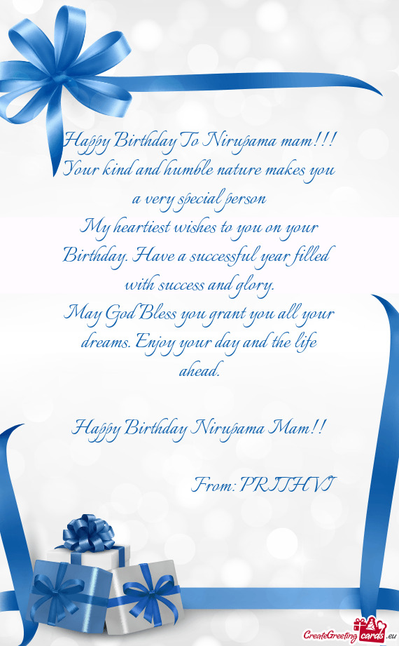 Happy Birthday To Nirupama mam