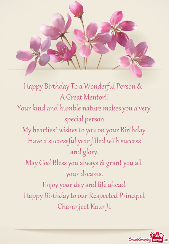 Happy Birthday to our Respected Principal Charanjeet Kaur Ji
