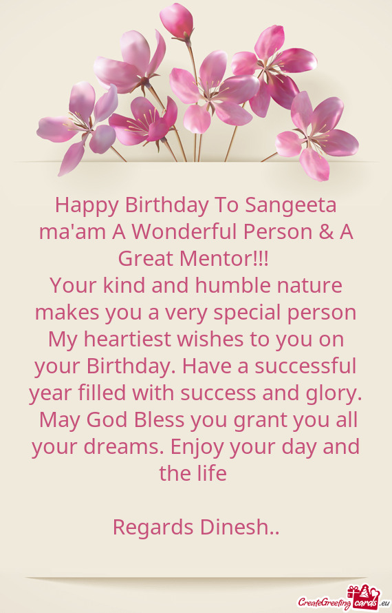 Happy Birthday To Sangeeta ma