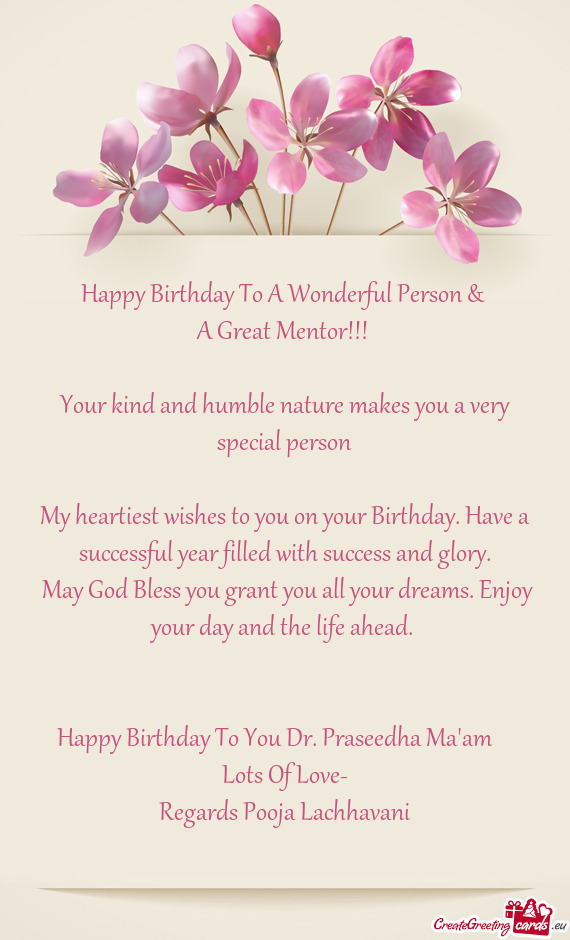 Happy Birthday To You Dr. Praseedha Ma