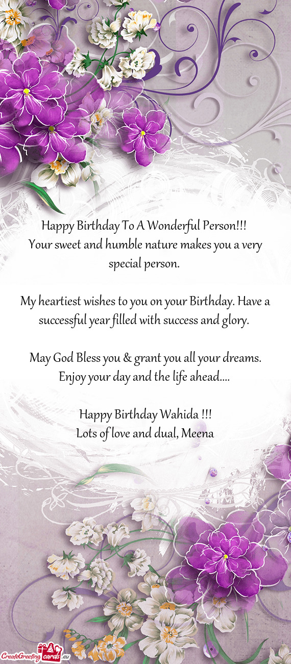 Happy Birthday Wahida - Free cards