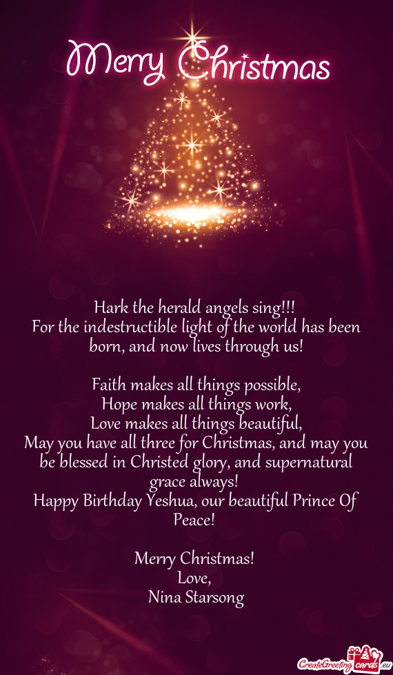 Happy Birthday Yeshua, our beautiful Prince Of Peace