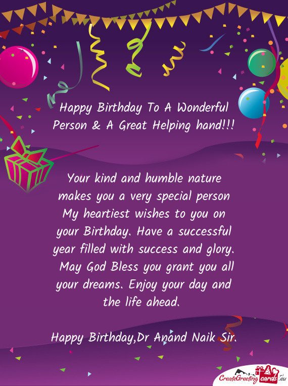 Happy Birthday,Dr Anand Naik Sir - Free cards