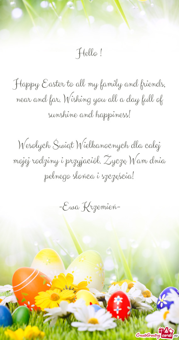 Happy Easter to all my family and friends, near and far. Wishing you all a day full of sunshine and