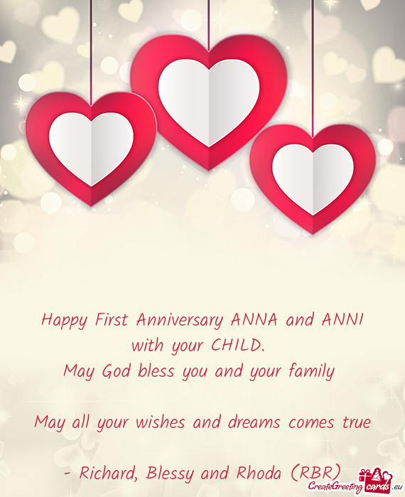Happy First Anniversary ANNA and ANNI with your CHILD