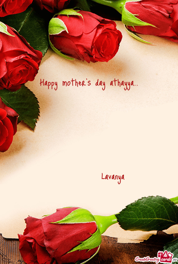 Happy mother s day athayya..                       Lavanya