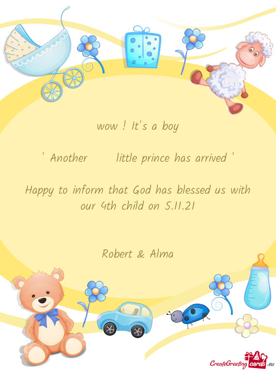 Happy to inform that God has blessed us with our 4th child on 5.11.21