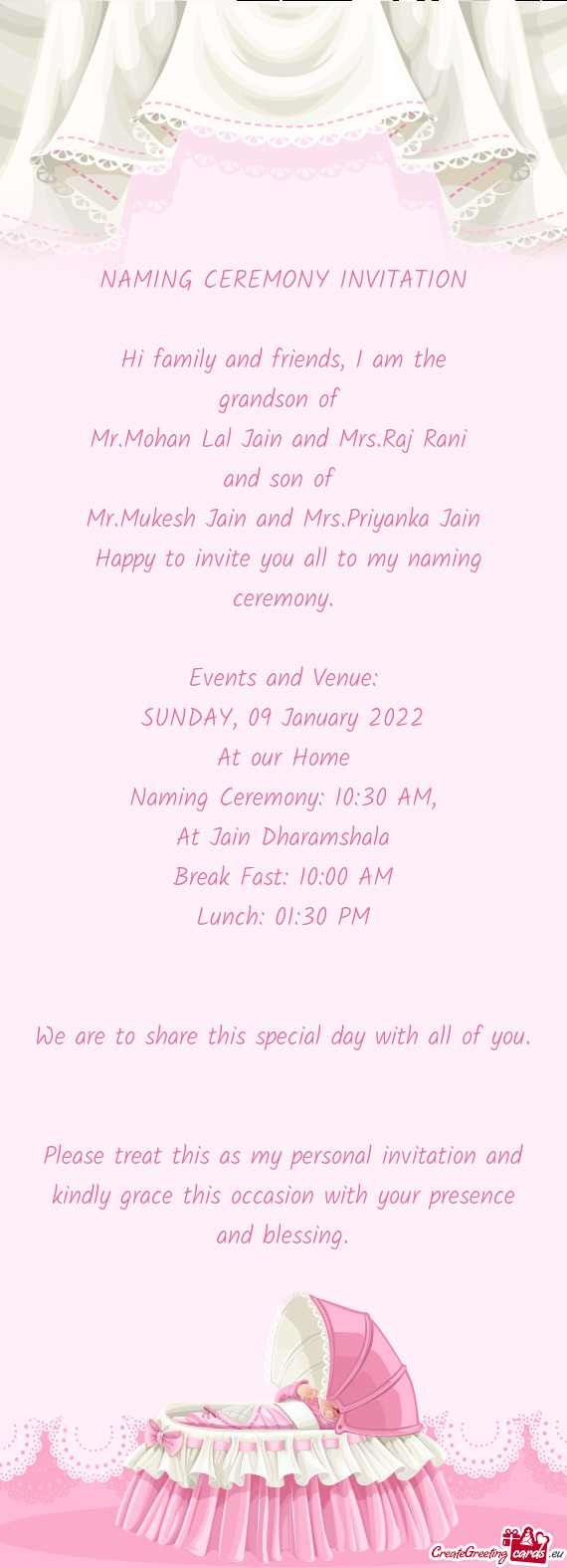 Happy to invite you all to my naming ceremony