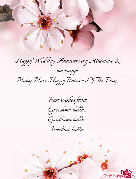 Happy Wedding Anniversary Attamma & mamayya