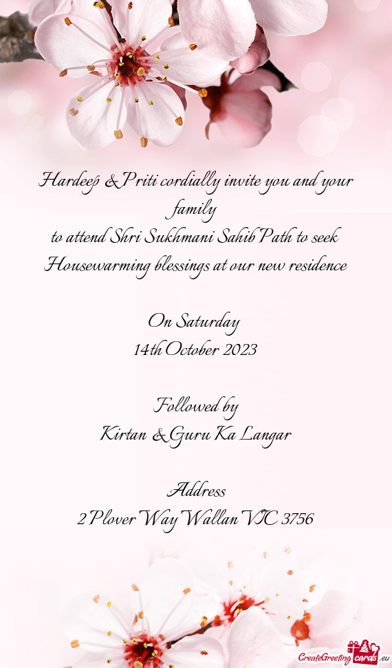 Hardeep & Priti cordially invite you and your family