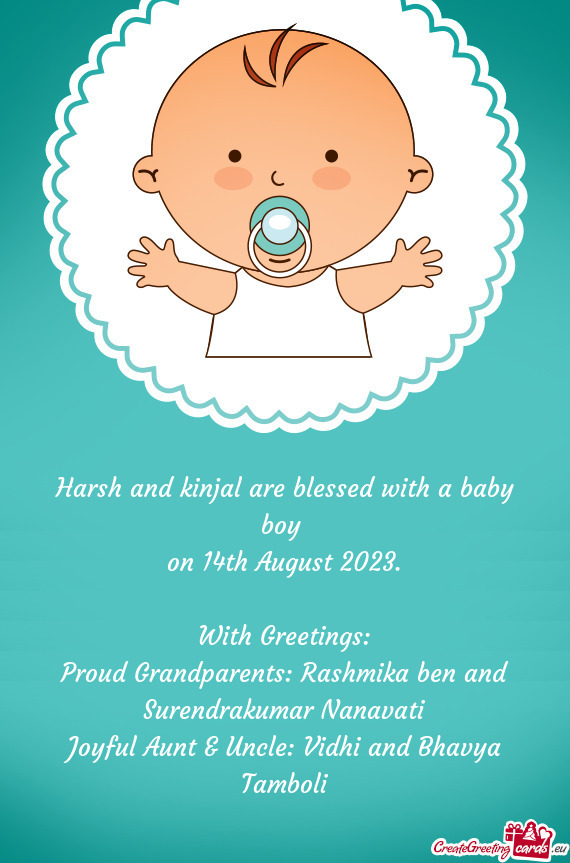 Harsh and kinjal are blessed with a baby boy