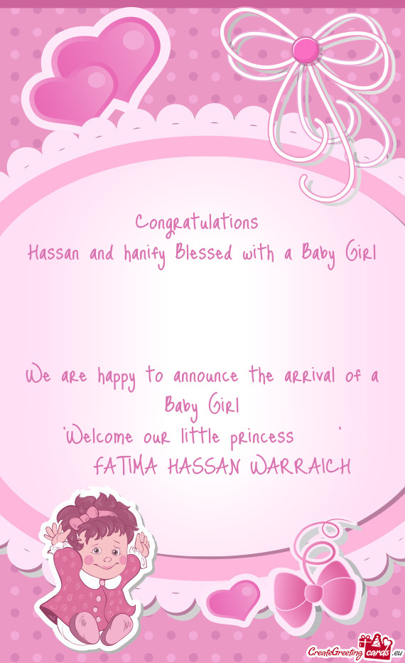 Hassan and hanify Blessed with a Baby Girl