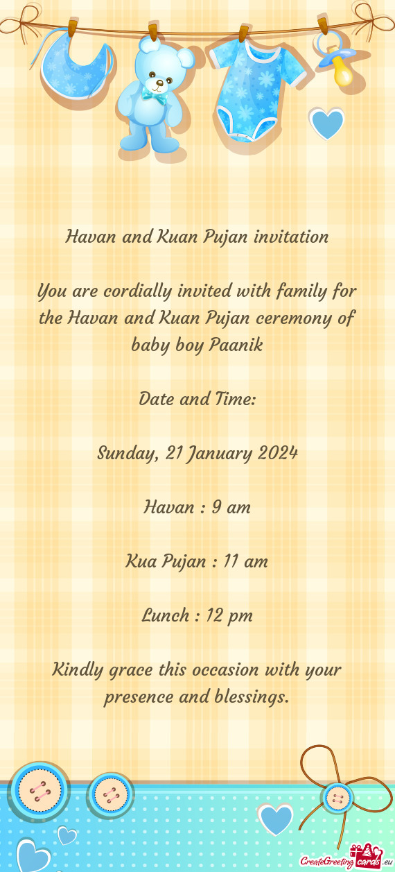 Havan and Kuan Pujan invitation