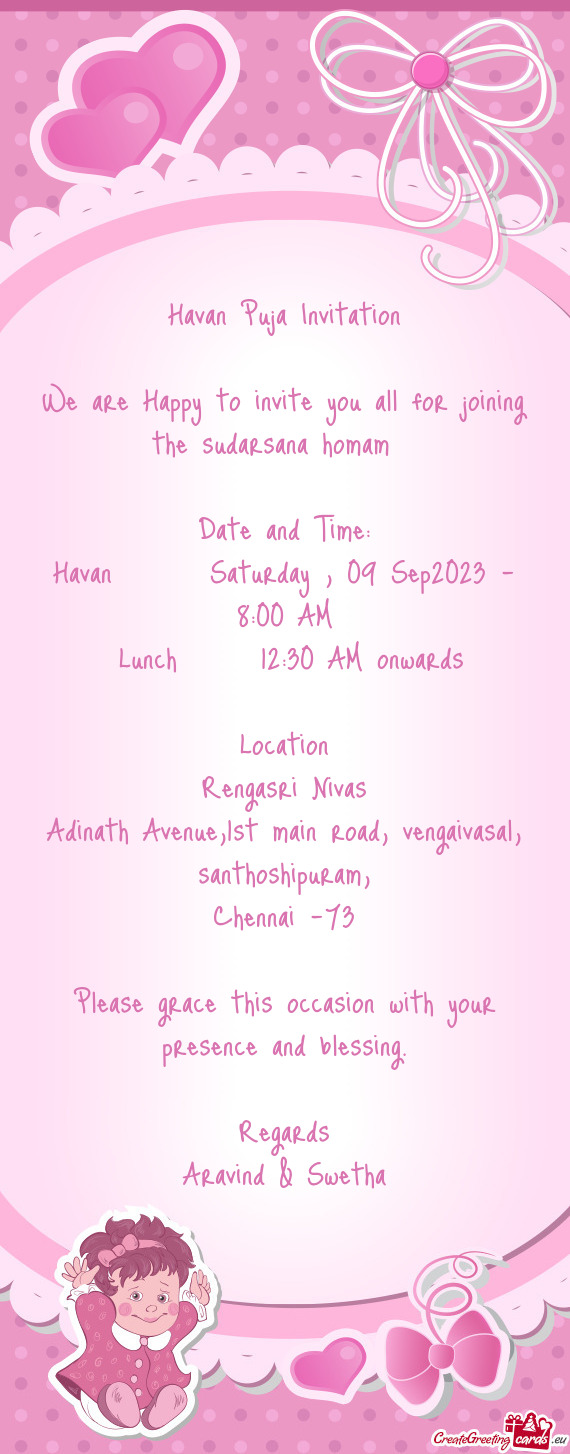 Havan  Saturday , 09 Sep2023 - 8:00 AM