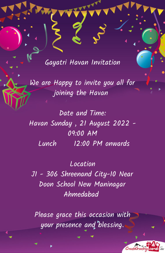 Havan Sunday , 21 August 2022 - 09:00 AM