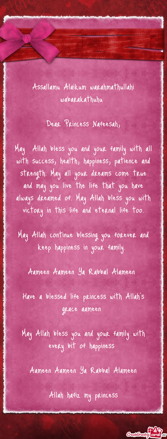 Have a blessed life princess with Allah’s grace aameen
