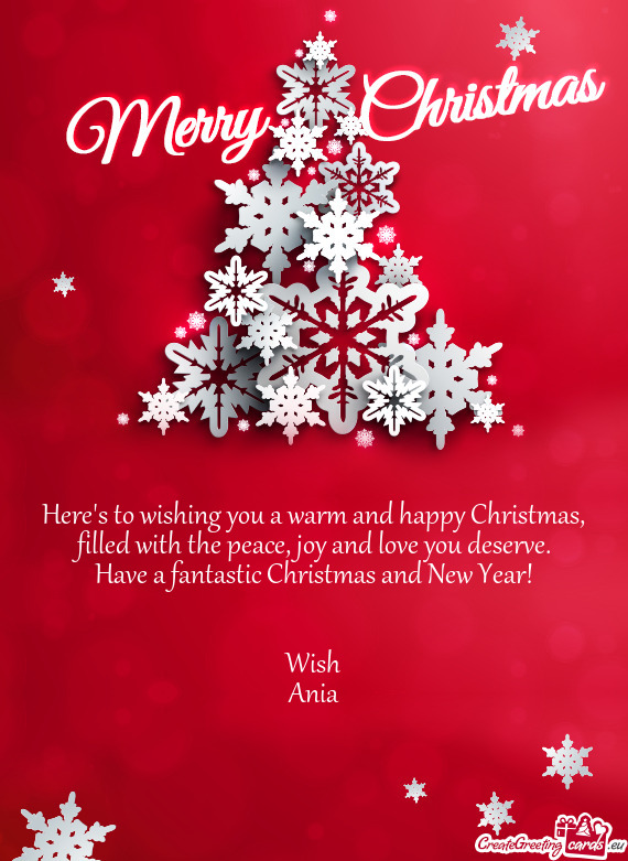 Have a fantastic Christmas and New Year!
 
 
 Wish
 Ania