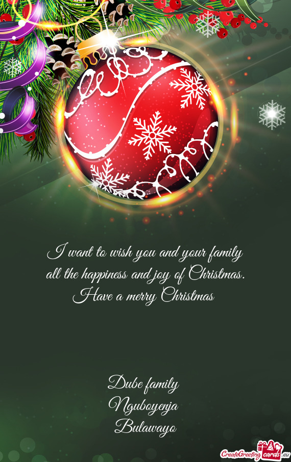 Have a merry Christmas 
 
 
 
 Dube family 
 Nguboyenja 
 Bulawayo