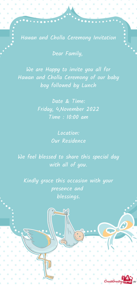 Hawan and Cholla Ceremony Invitation