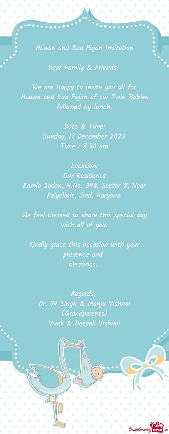 Hawan and Kua Pujan Invitation