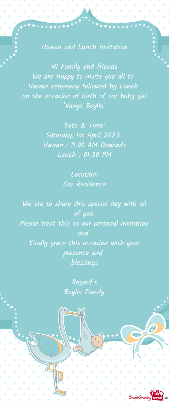 Hawan and Lunch Invitation