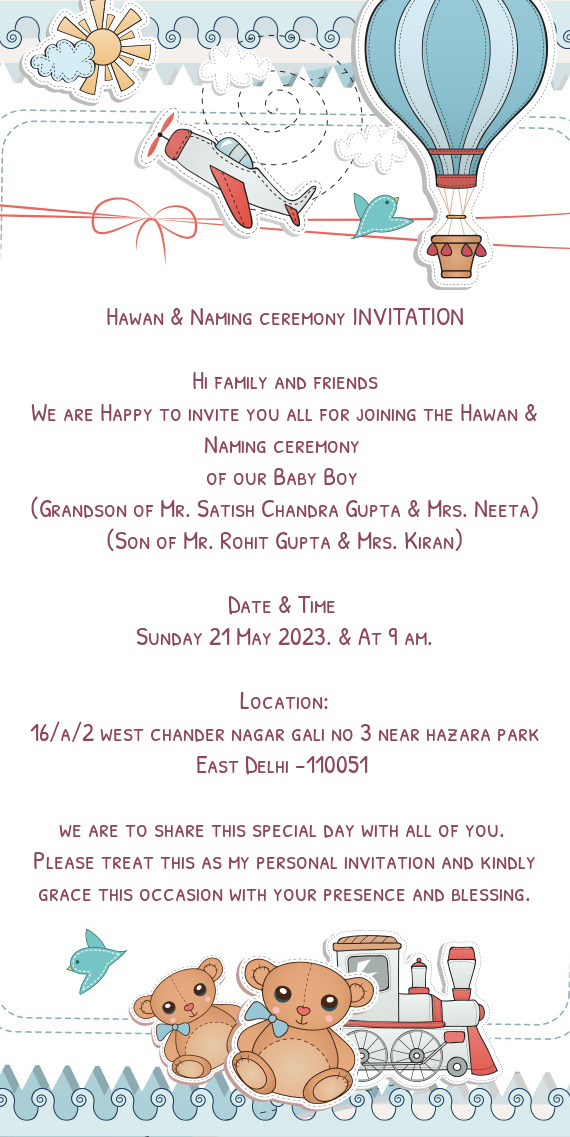 Hawan & Naming ceremony INVITATION