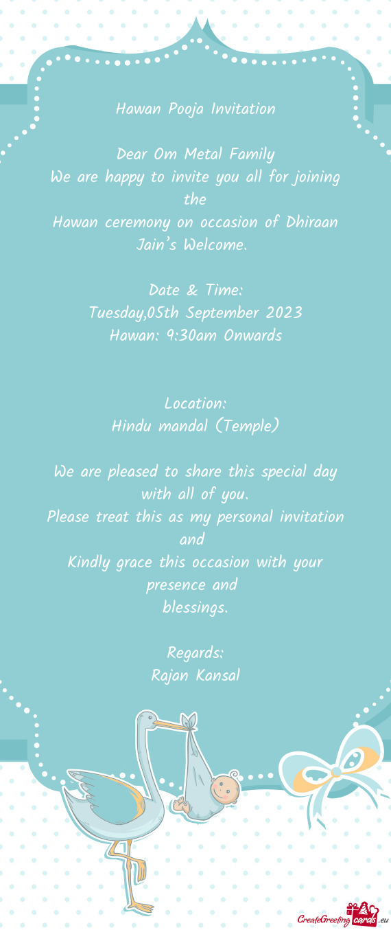 Hawan Pooja Invitation