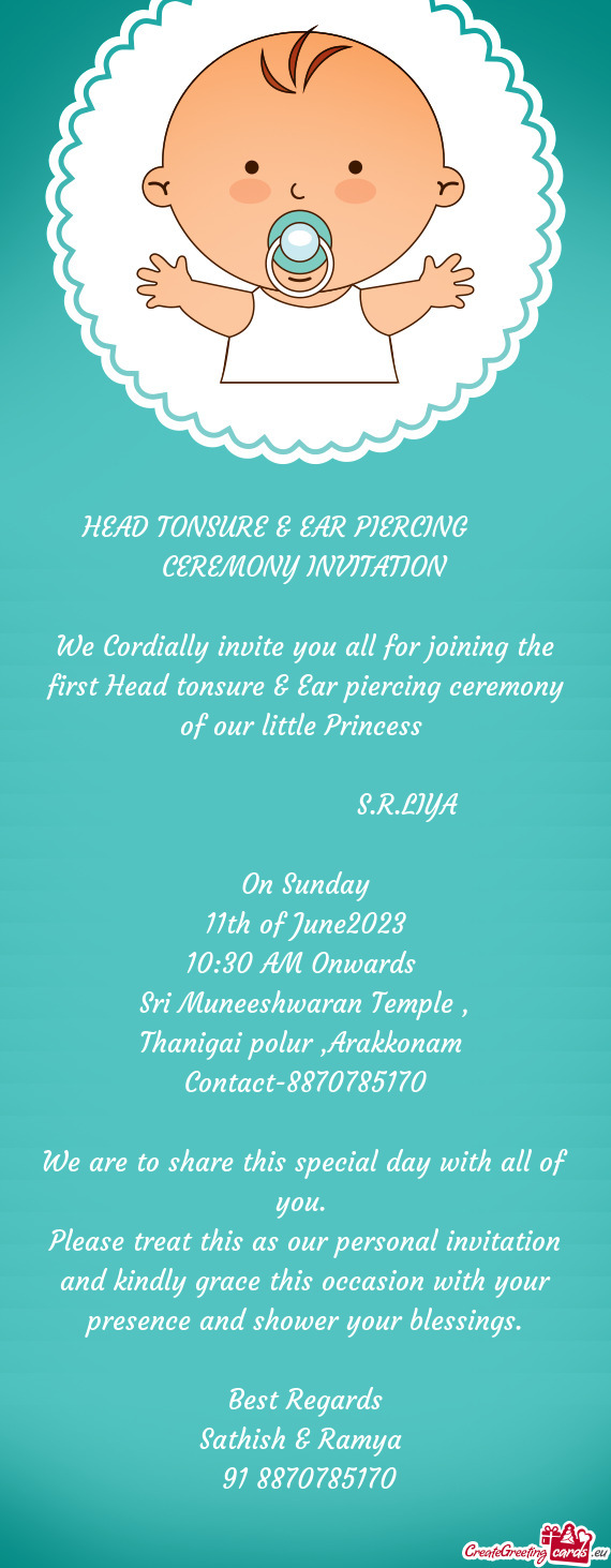 HEAD TONSURE & EAR PIERCING  CEREMONY INVITATION