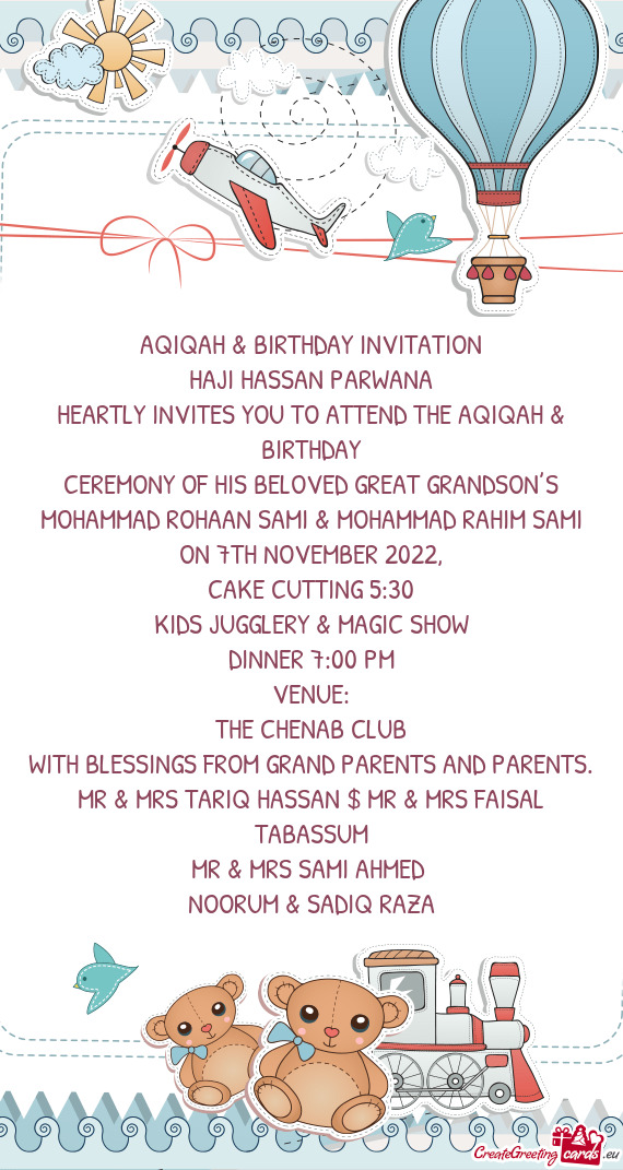 HEARTLY INVITES YOU TO ATTEND THE AQIQAH & BIRTHDAY