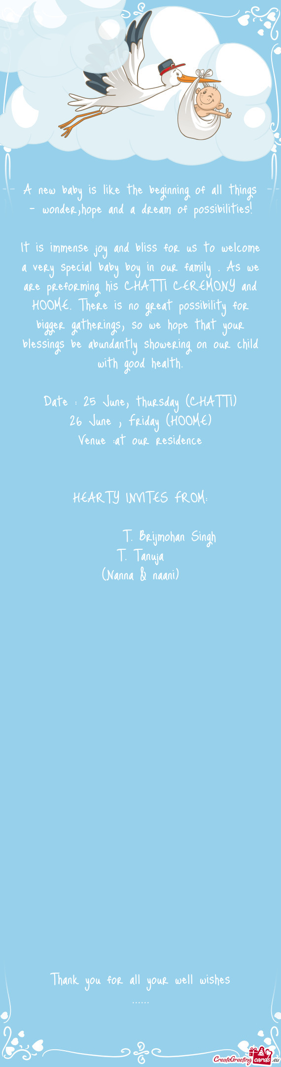 HEARTY INVITES FROM: