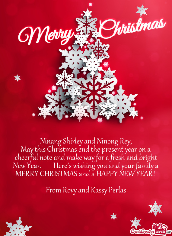 Here’s wishing you and your family a MERRY CHRISTMAS and a HAPPY NEW YEAR! 
 
 From Rovy a