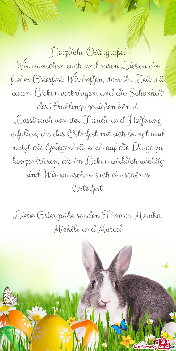 Herzliche Ostergrüße! Wir wünschen euch und euren Lieben ein frohes Osterfest