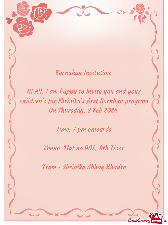 Hi All, I am happy to invite you and your children