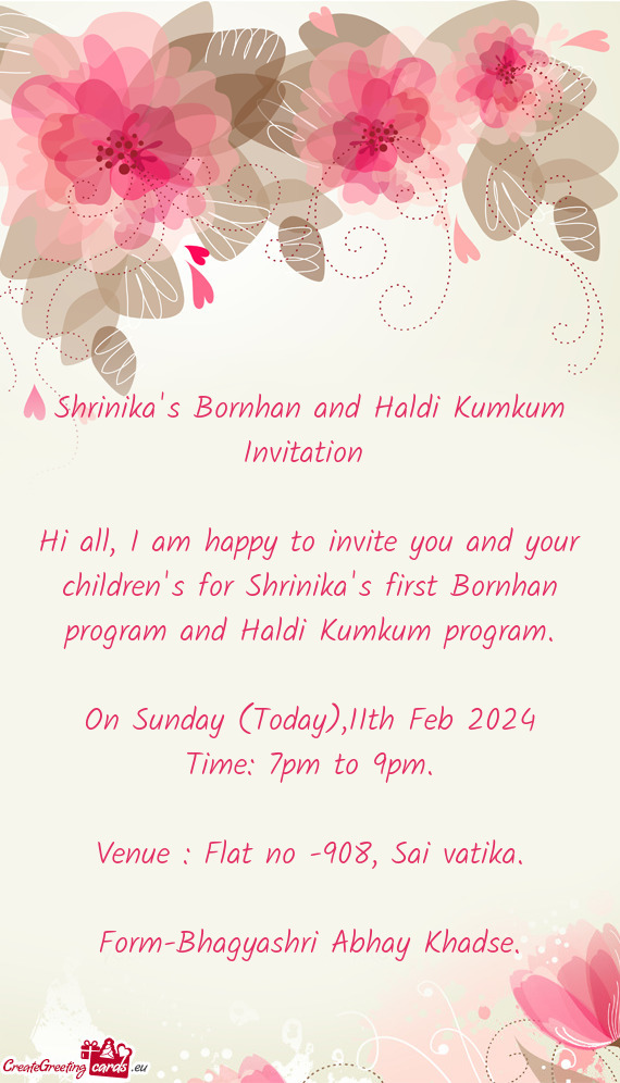 Hi all, I am happy to invite you and your children