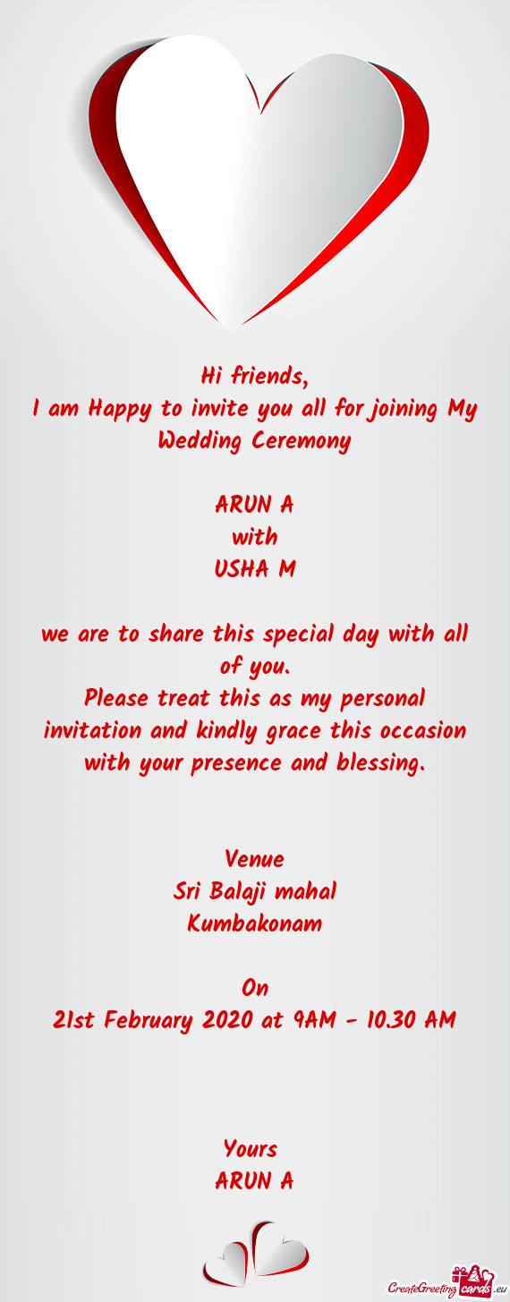 Hi friends,  I am Happy to invite you all for joining My