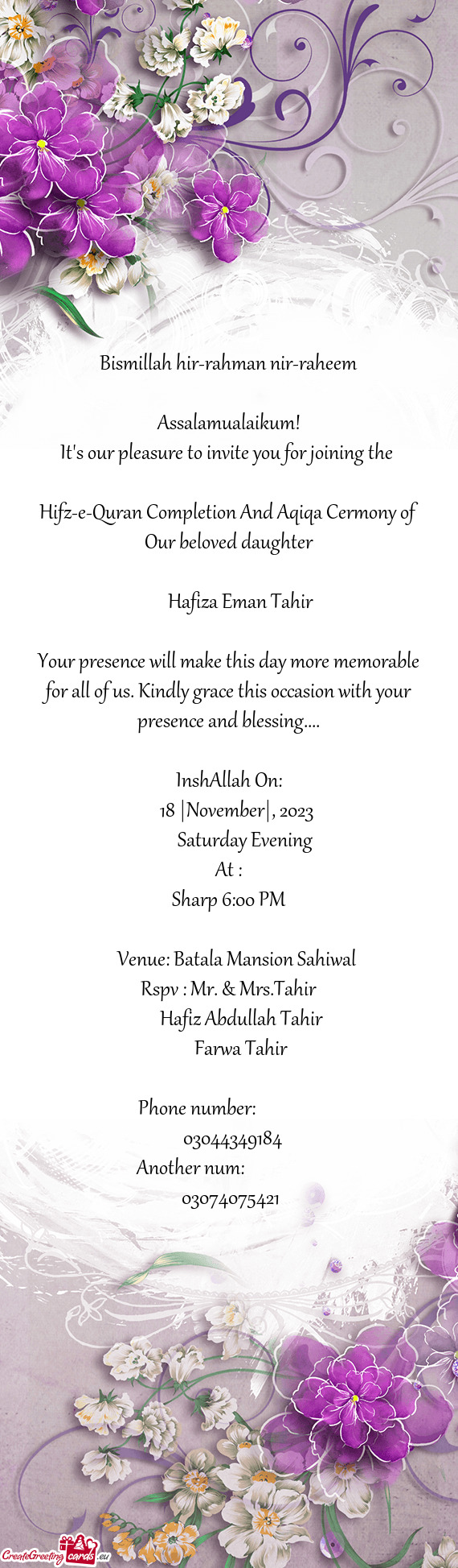 Hifz-e-Quran Completion And Aqiqa Cermony of Our beloved daughter
