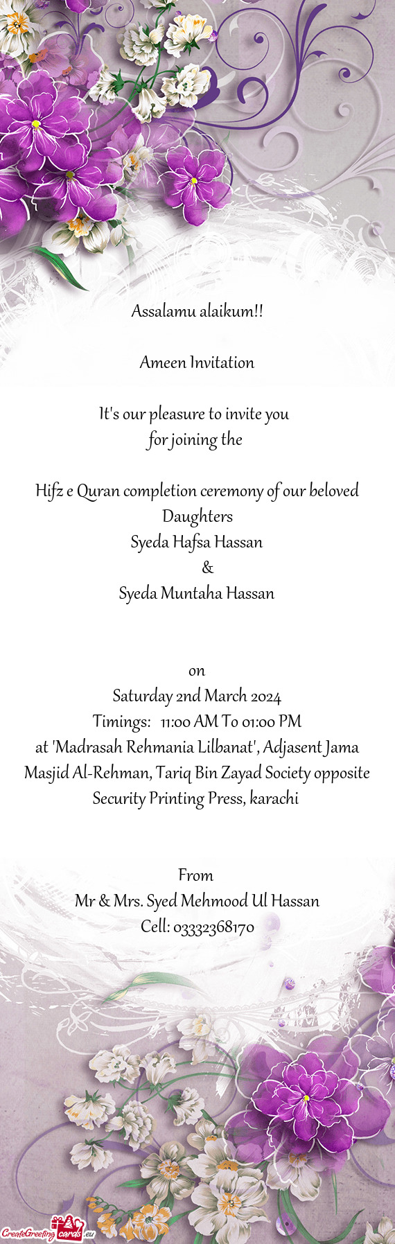 Hifz e Quran completion ceremony of our beloved Daughters